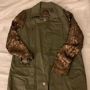 Hive & Honey Military Sequin Sleeve Jacket